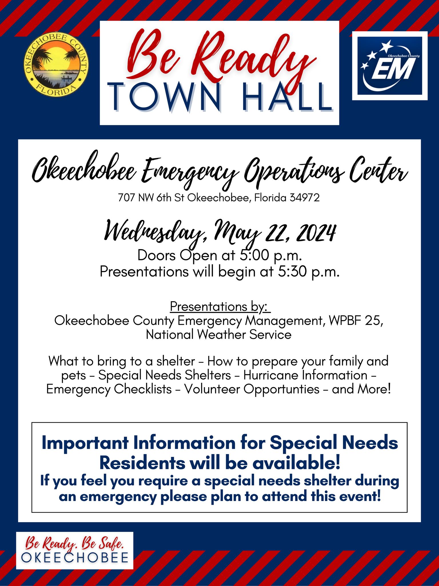 𝗡𝗼𝘁𝗶𝗰𝗲 𝗼𝗳 𝗢𝗸𝗲𝗲𝗰𝗵𝗼𝗯𝗲𝗲 𝗖𝗼𝘂𝗻𝘁𝘆's Annual "Be Ready Town Hall" Event